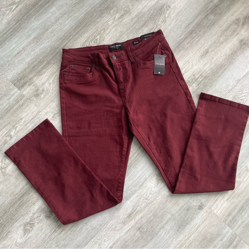NWT 🦋 LUCKY BRAND Wine Straight Leg pants | Size: 8/29 - Picture 12 of 13